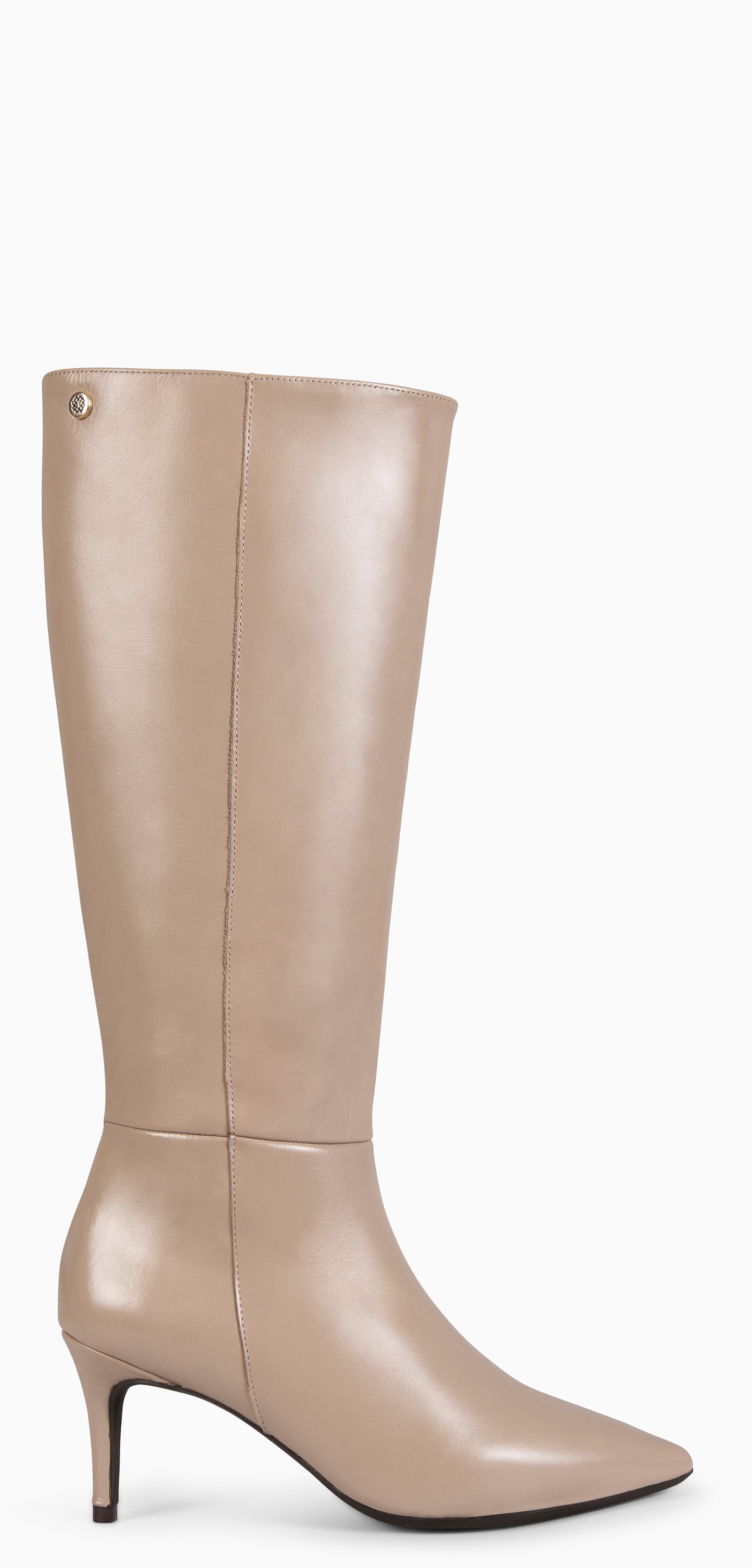 MANHATTAN – Botas de couro com salto fino TAUPE