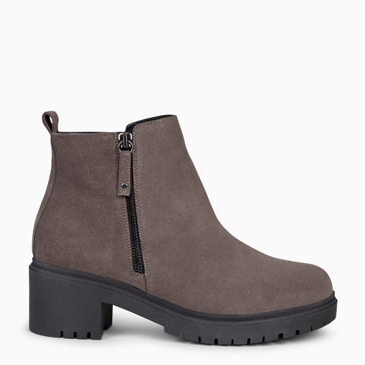 POP - Botins de couro hidrorrepelente TAUPE