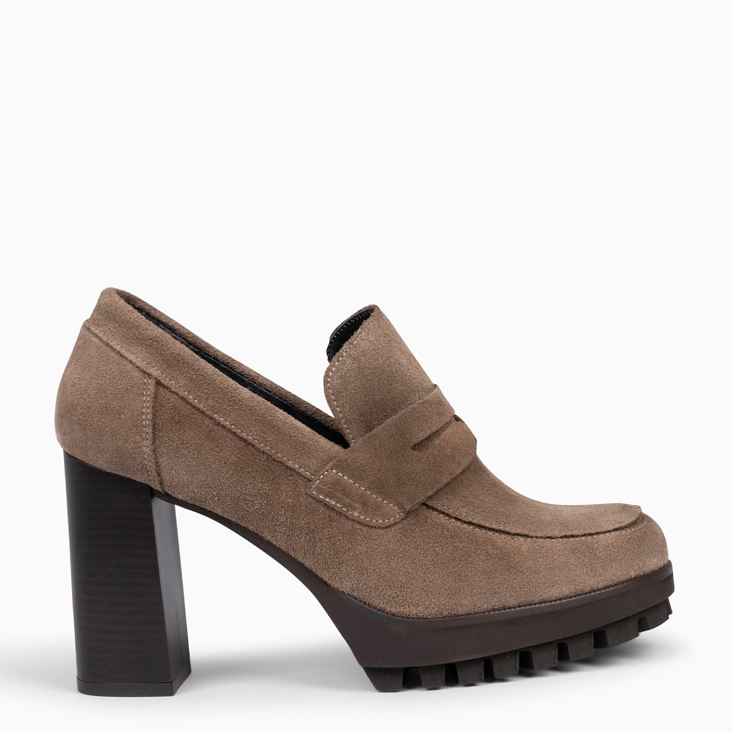 TREND – Mocasín con tacón y plataforma TAUPE