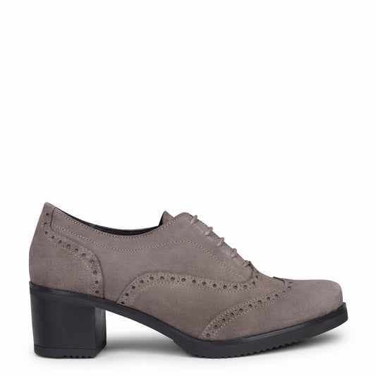 OXFORD – Blucher feminino com salto TAUPE