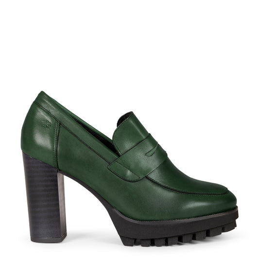 TREND – Mocasín con tacón y plataforma  VERDE