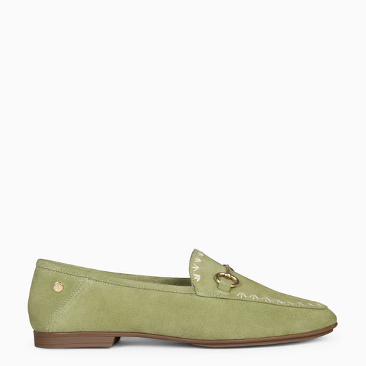 BLAKE – Mocasines de piel de serraje VERDE