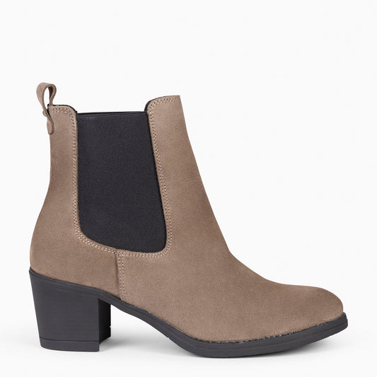 NEW CHELSEA - Bottines à talons hauts pour femme TAUPE