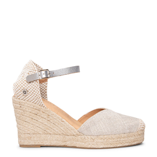 CONIL - Cuñas de esparto con hilo metalizado BEIGE