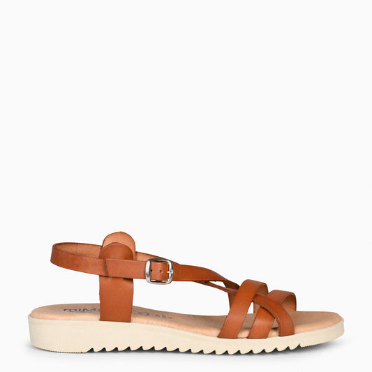 SPIRIT – Sandalias cruzadas con hebilla CAMEL