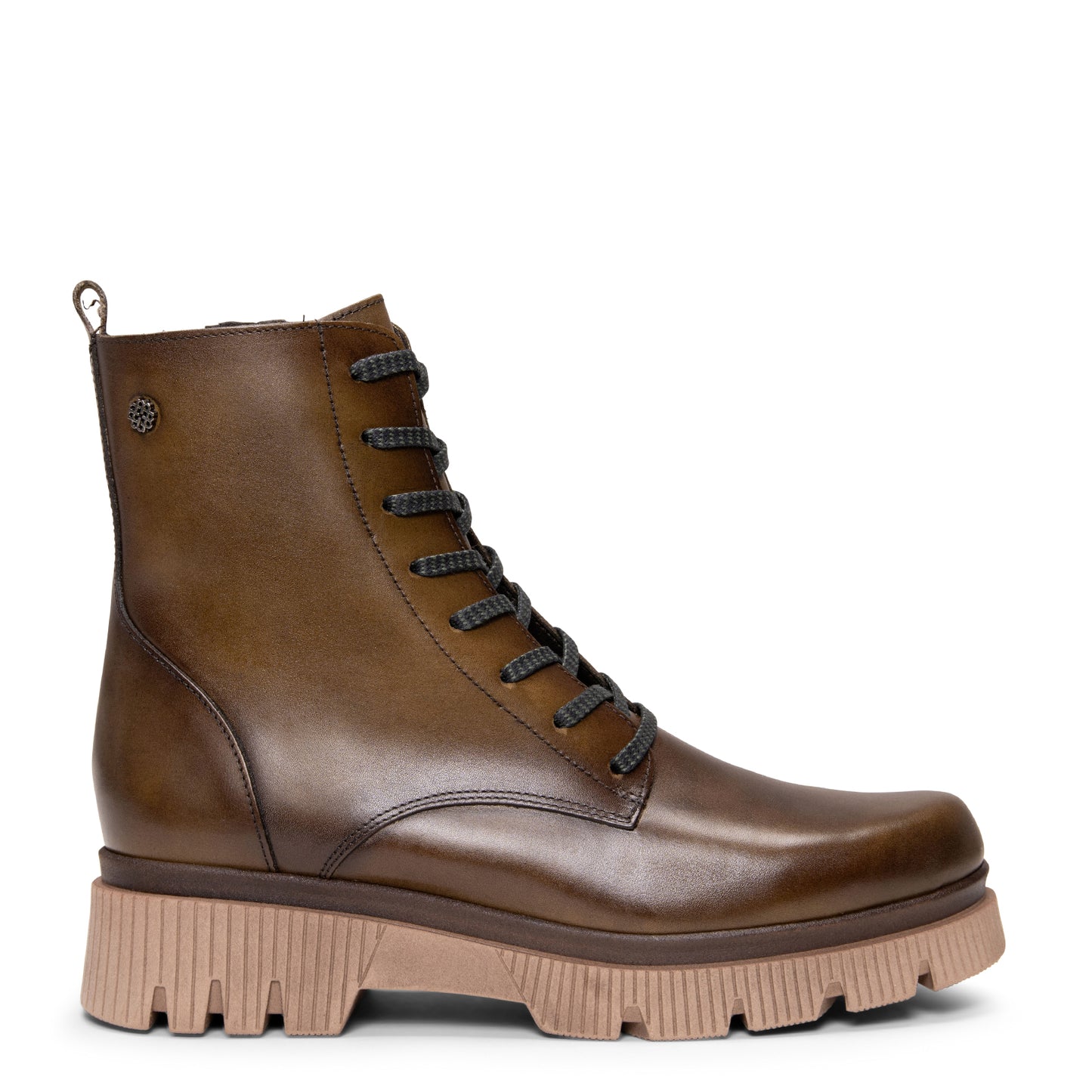 STONE – Botines militares de piel  KAQUI