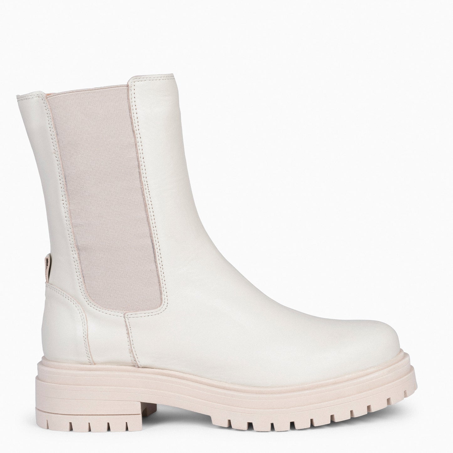 STANFORD - Botas Chelsea com plataforma CREME