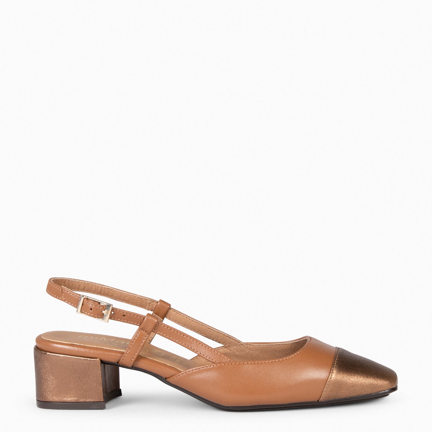 AUDREY - Ballerines slingback bicolores à talon LEATHERCOBRE