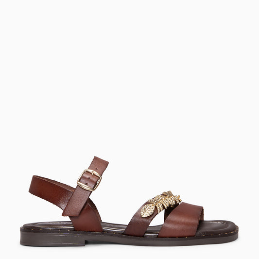 THEMIS - Sandalias planas de piel CUERO