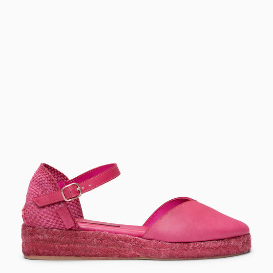 PRAVIA  - Cuña de esparto con tintado natural FUCSIA