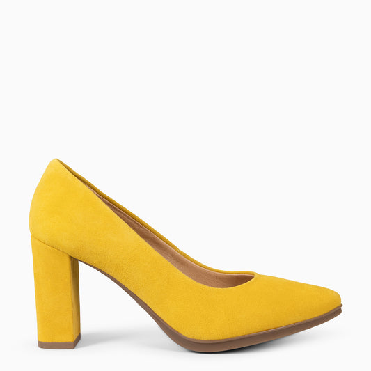 URBAN – Zapatos de tacón alto de ante AMARILLO