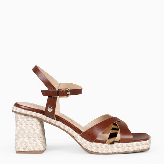 ANNA – Sandalias de tacón ancho LEOPARDO