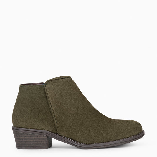 BALTIMOR - Botins femininos de couro hidrorrepelente KHAKI