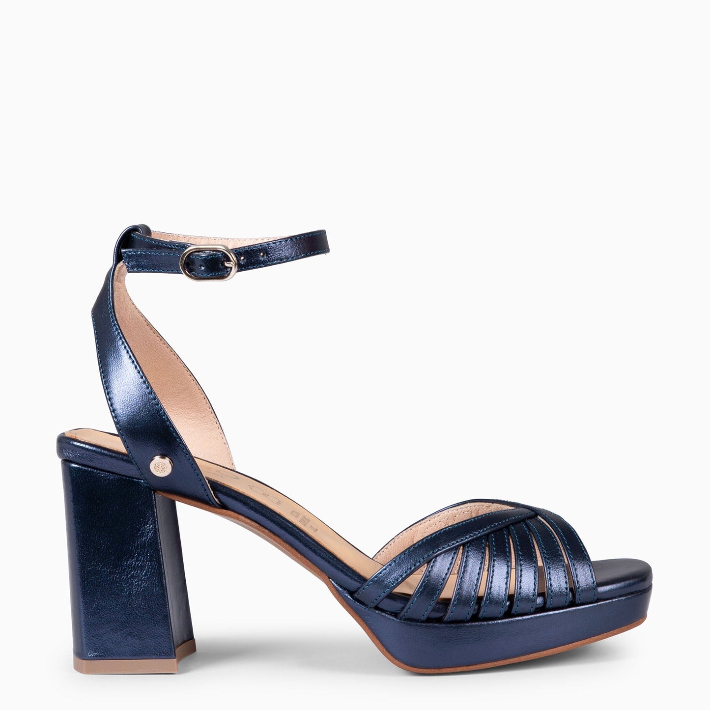 CRISTEL - SANDALIAS ELEGANTES DE TACÓN DE VESTIR MARINO