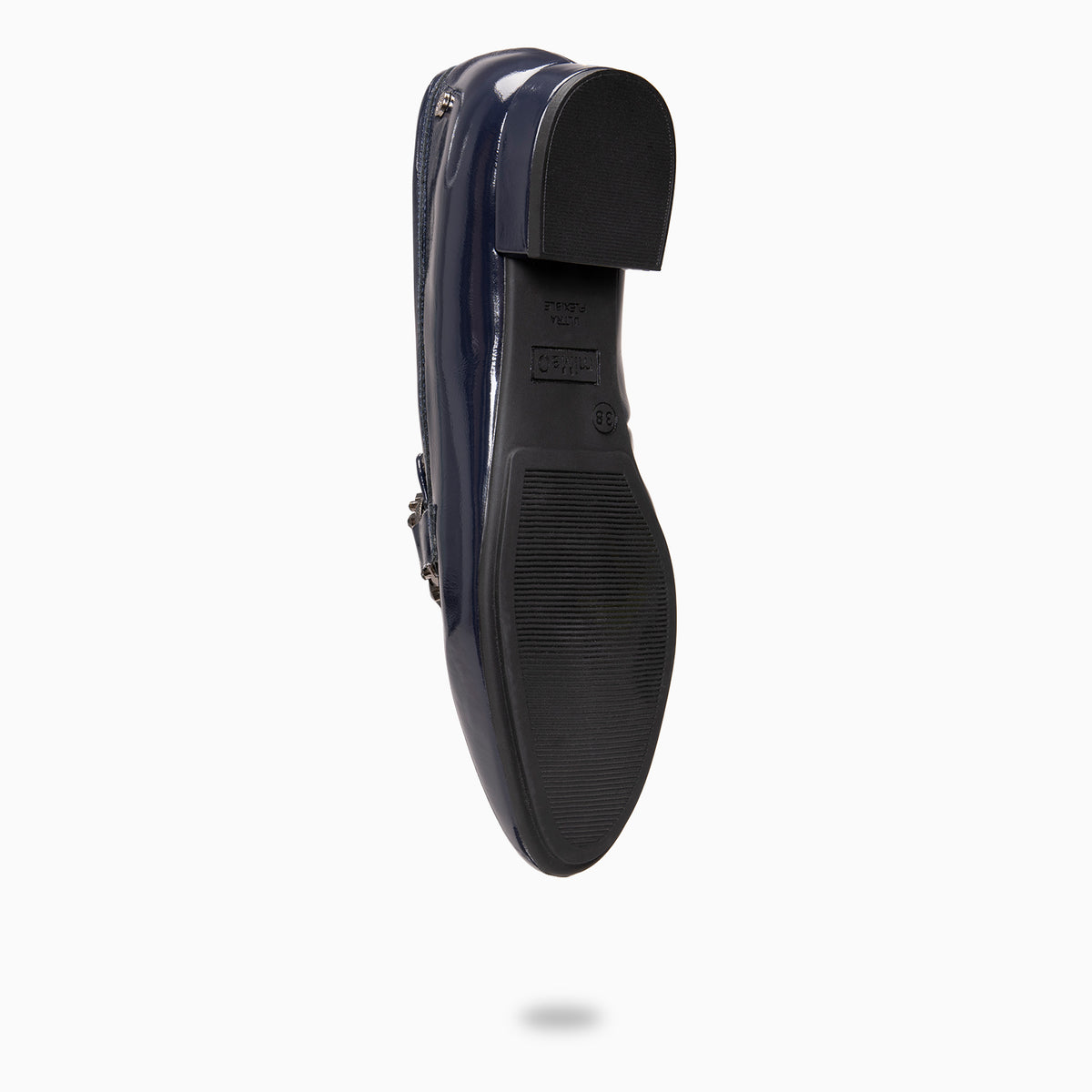 DORIAN - Mocasines de piel charol  con hebilla barroca engastada MARINO