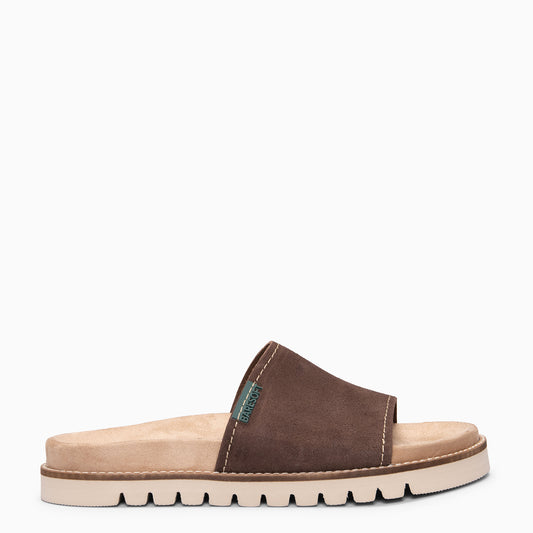 CUBA - Sandalias tipo pala de serraje MARRON