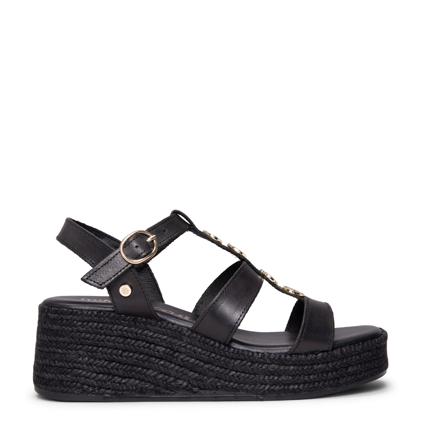 DANAE - Sandalias de plataforma de yute NEGRO