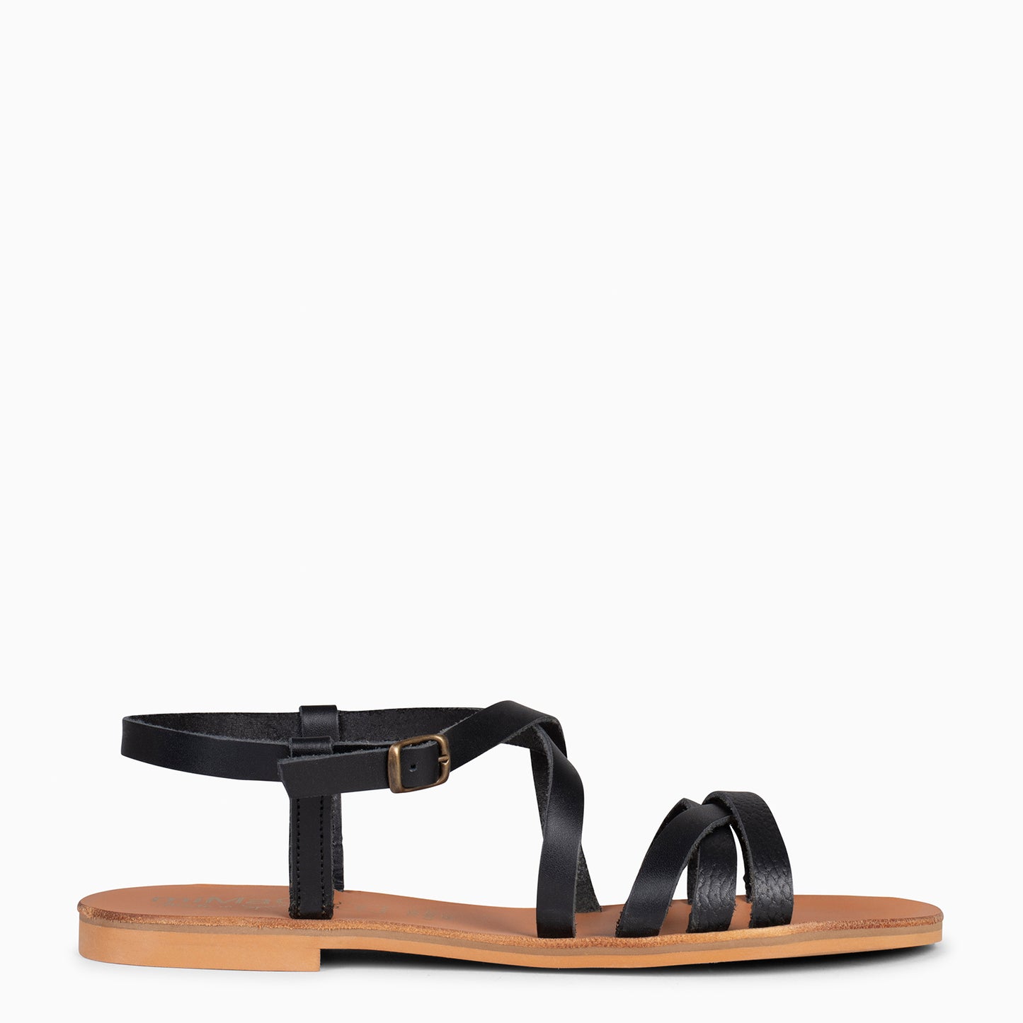 IXORA - Sandalias planas de mujer con hebilla NEGRO