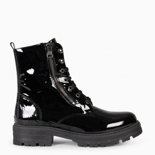 MILITAR – Botas militares de mujer NEGRO CHAROL