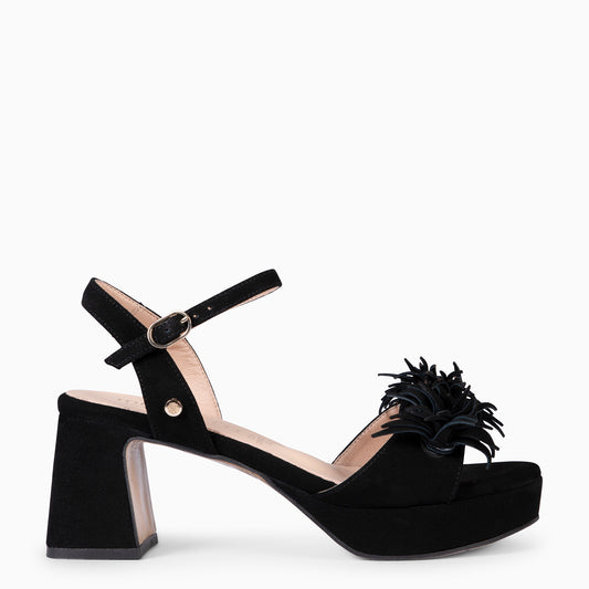 POMPÓN - Sandalias de tacón de vestir NEGRO