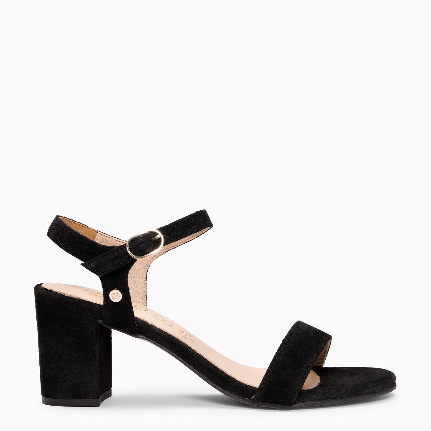 KEILA - Sandalias de Tacón Medio de Ante NEGRO