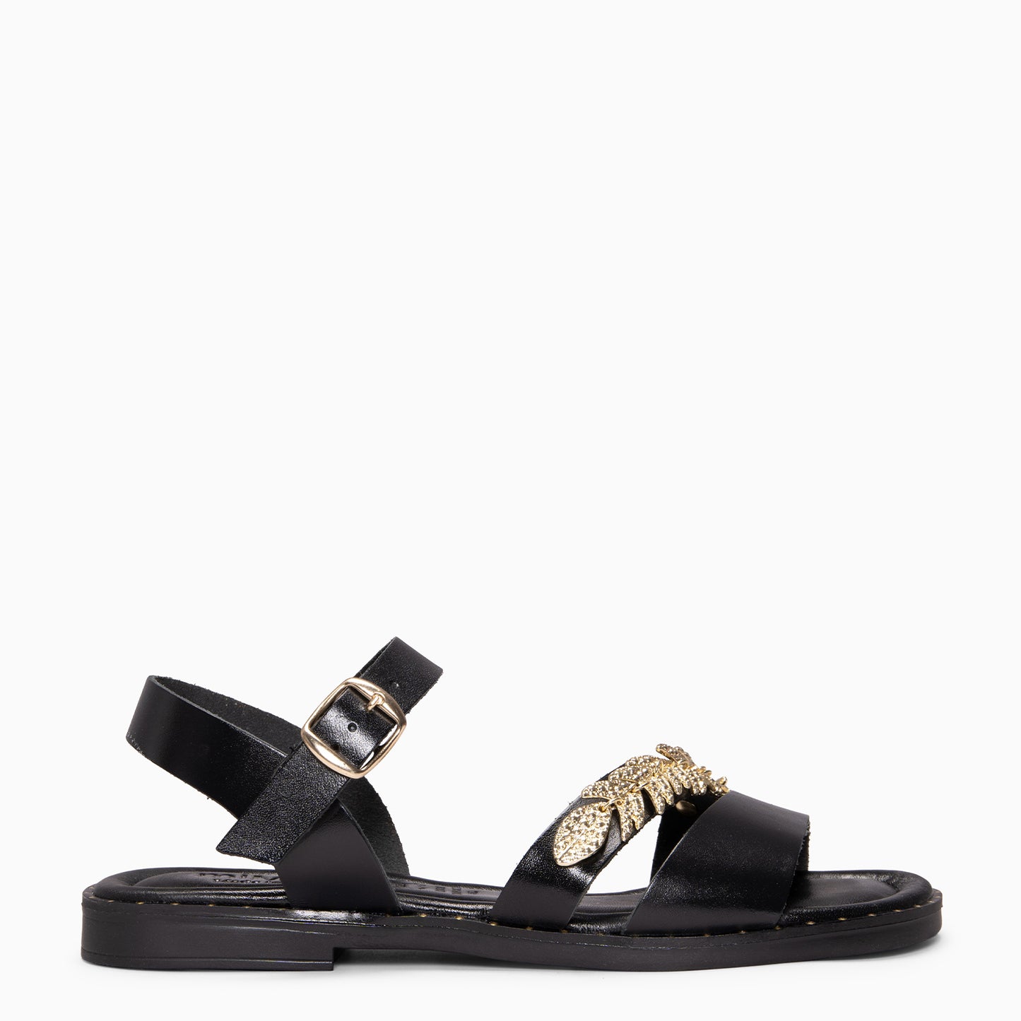 THEMIS - Sandalias planas de cuero  NEGRO