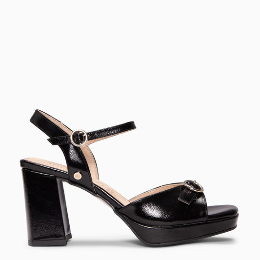 OLIVIA - Sandalias de tacón alto con tira ajustable NEGRO