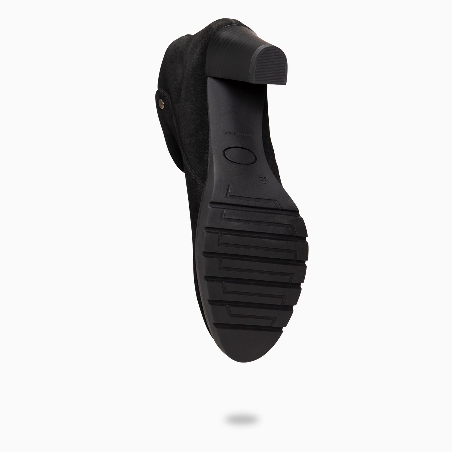 PRAGA – Botines con tacón de piel de seraje NEGRO