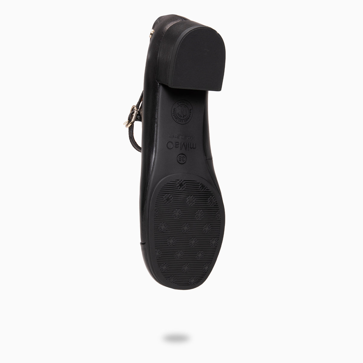 FLORA - Mercedita con tacón de piel bicolor NEGRO