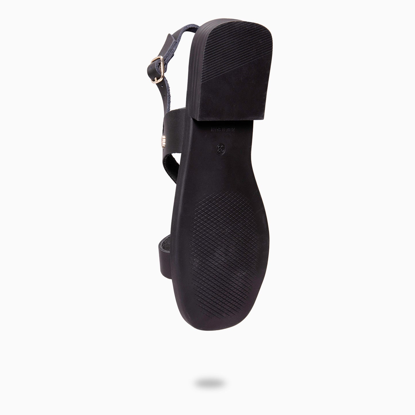 HELIA - Sandalias planas de piel NEGRO