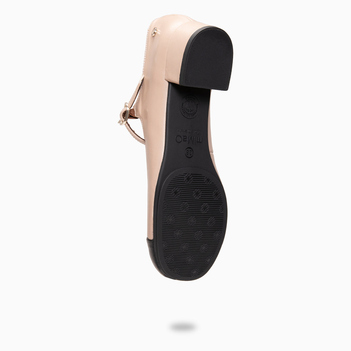 FLORA - Mercedita con tacón de piel bicolor  NUDE