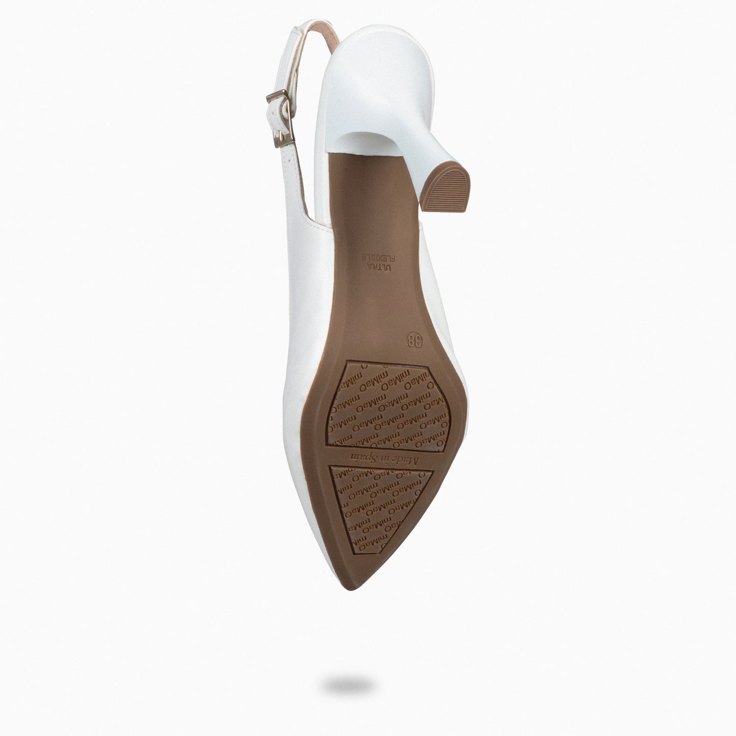 GLAM SNAP – Salto tipo slingback em napa BRANCO