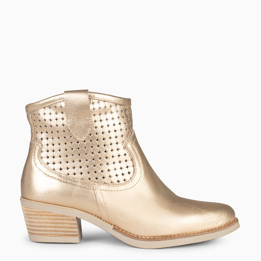 HOUSTON – Botines cowboy con tacón ORO