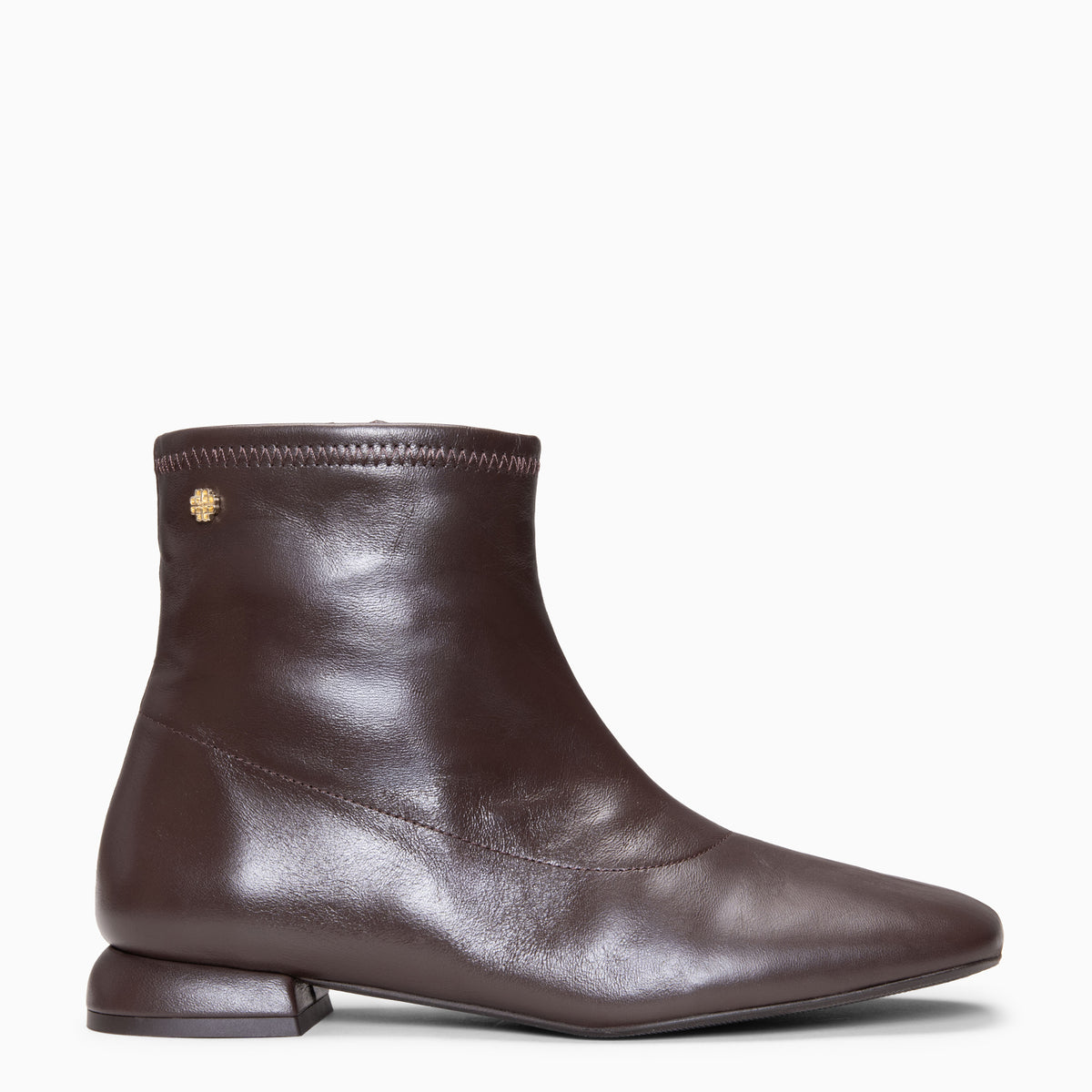 WENDY - Botines de piel con tacón bajo  MARRON
