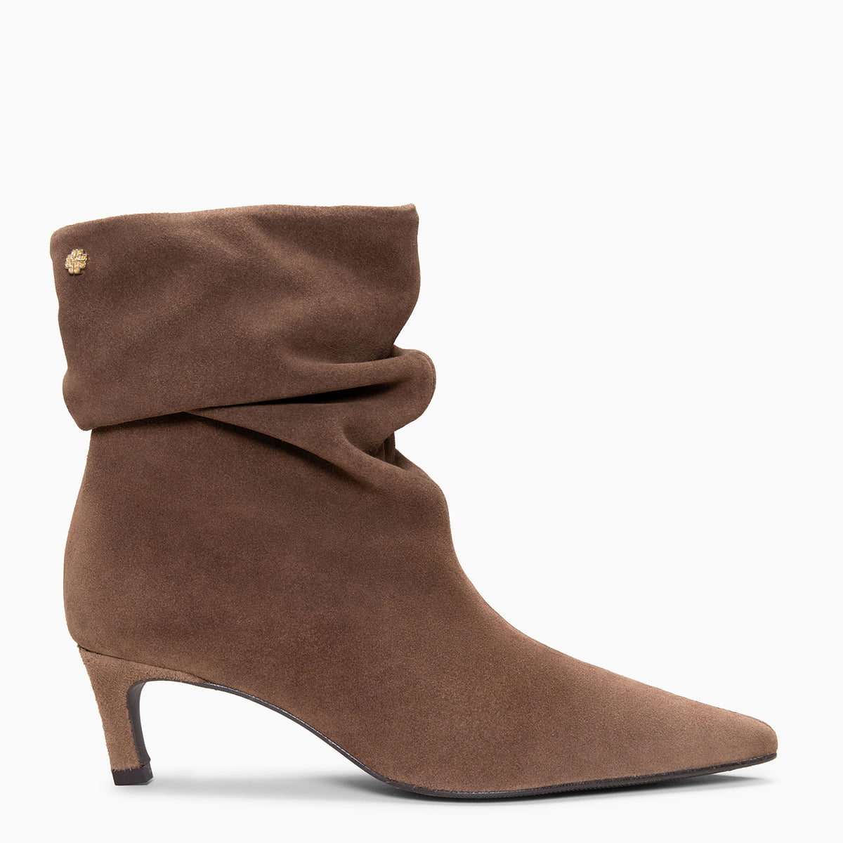 EMMA - Botines plisados de piel TAUPE