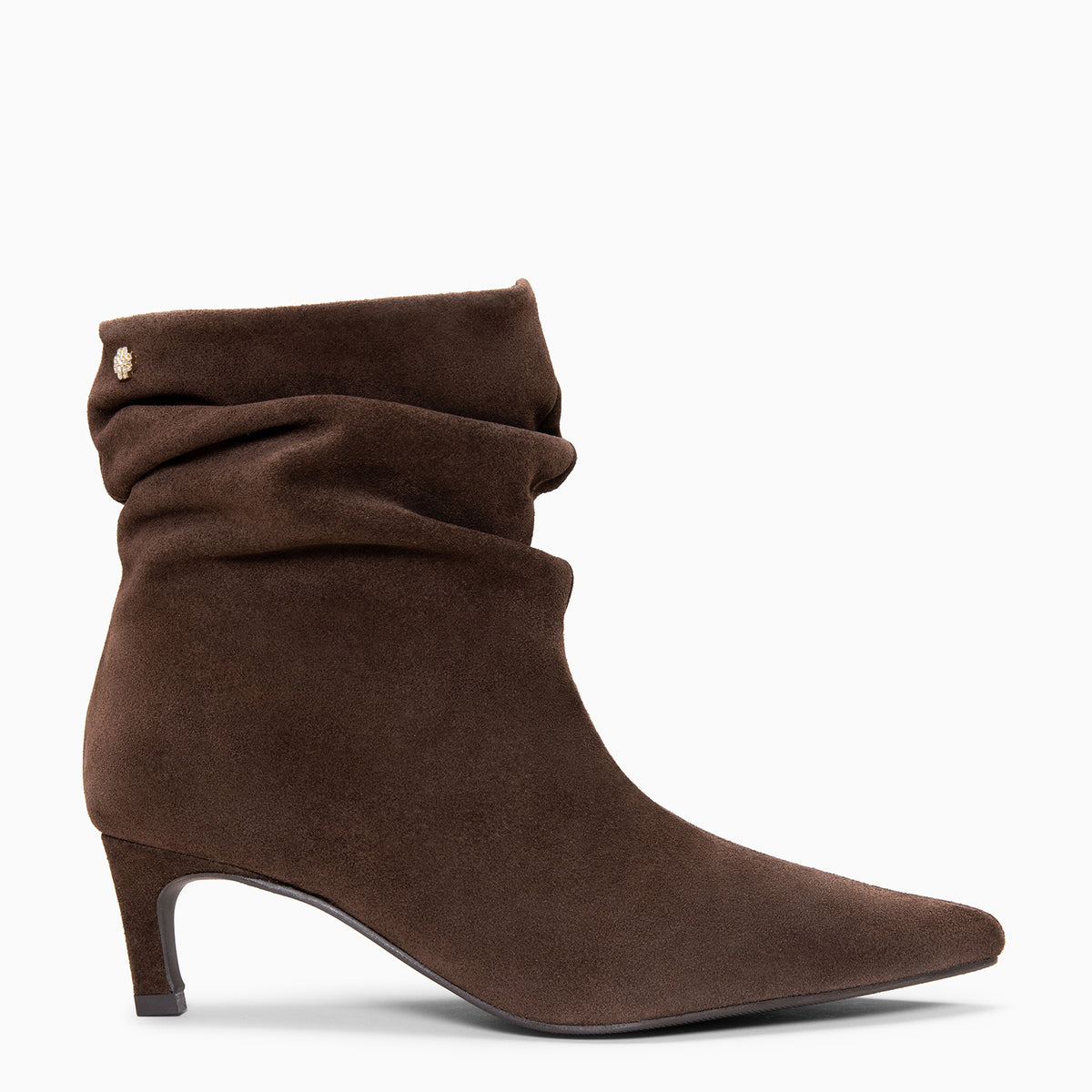 EMMA - Botines plisados de piel MARRON