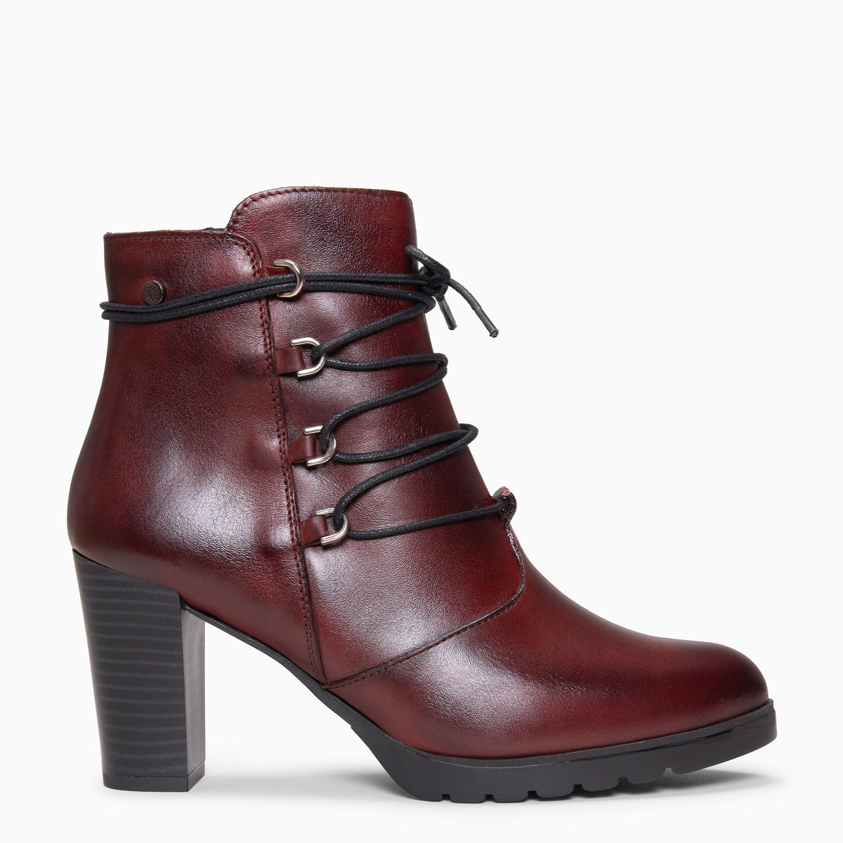 JANE - Botines de tacón alto de piel BURDEOS