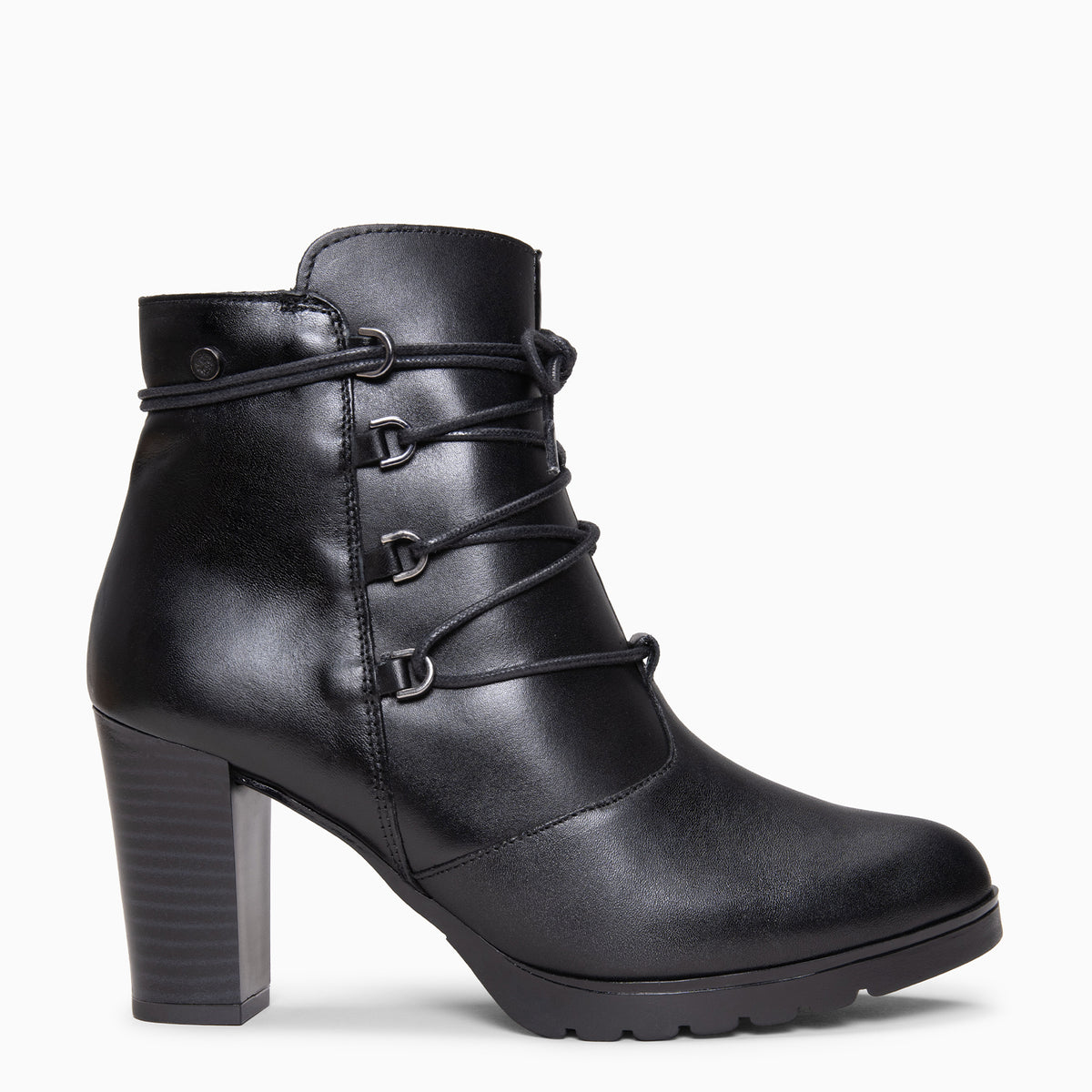 JANE - Botines de tacón alto de piel NEGRO