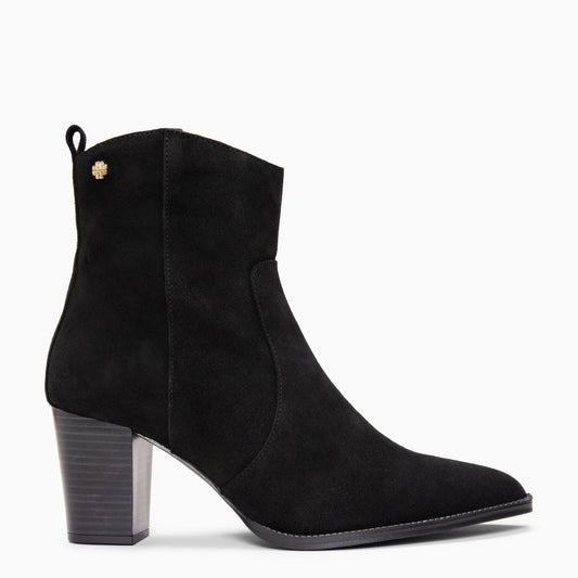 ALLEY - Botines cowboy de tacón de ante NEGRO