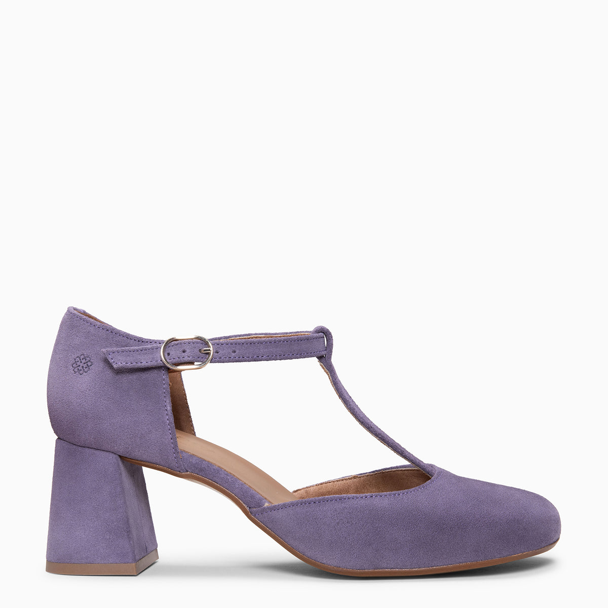 AZUCENA - Zapatos Salomé con tacón Baresoft de ante MORADO