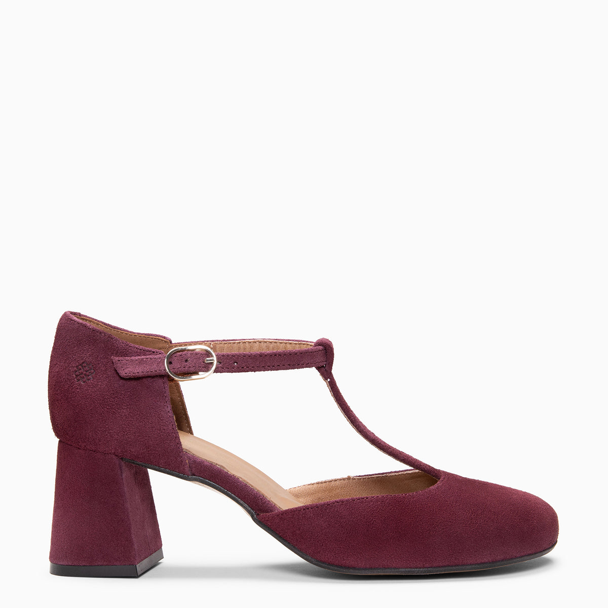 AZUCENA - Zapatos Salomé con tacón Baresoft de ante BURDEOS