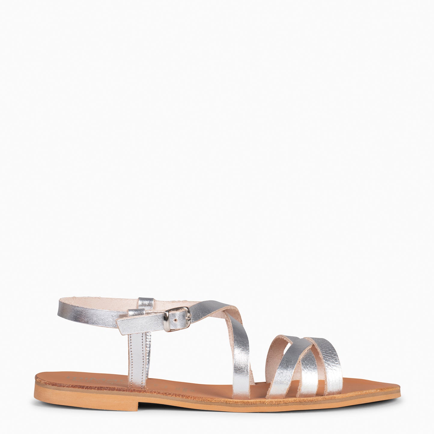 IXORA - Sandalias planas de mujer con hebilla PLATA