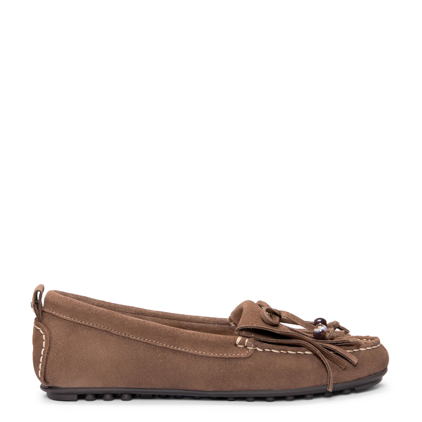 HABANA - Mocasines planos de ante con flecos y borlas TAUPE