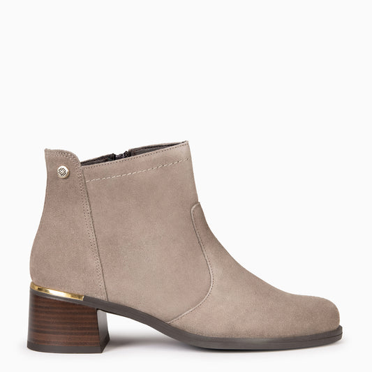 NIXIE – botines de tacón bajo para mujer  TAUPE