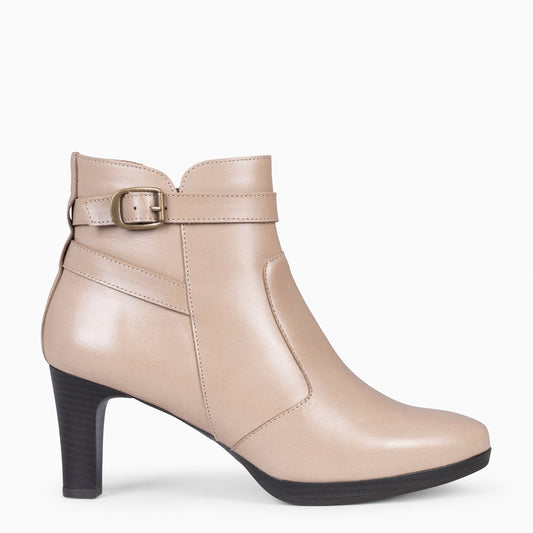 MILAN – Botins de salto TAUPE e pulseira decorativa