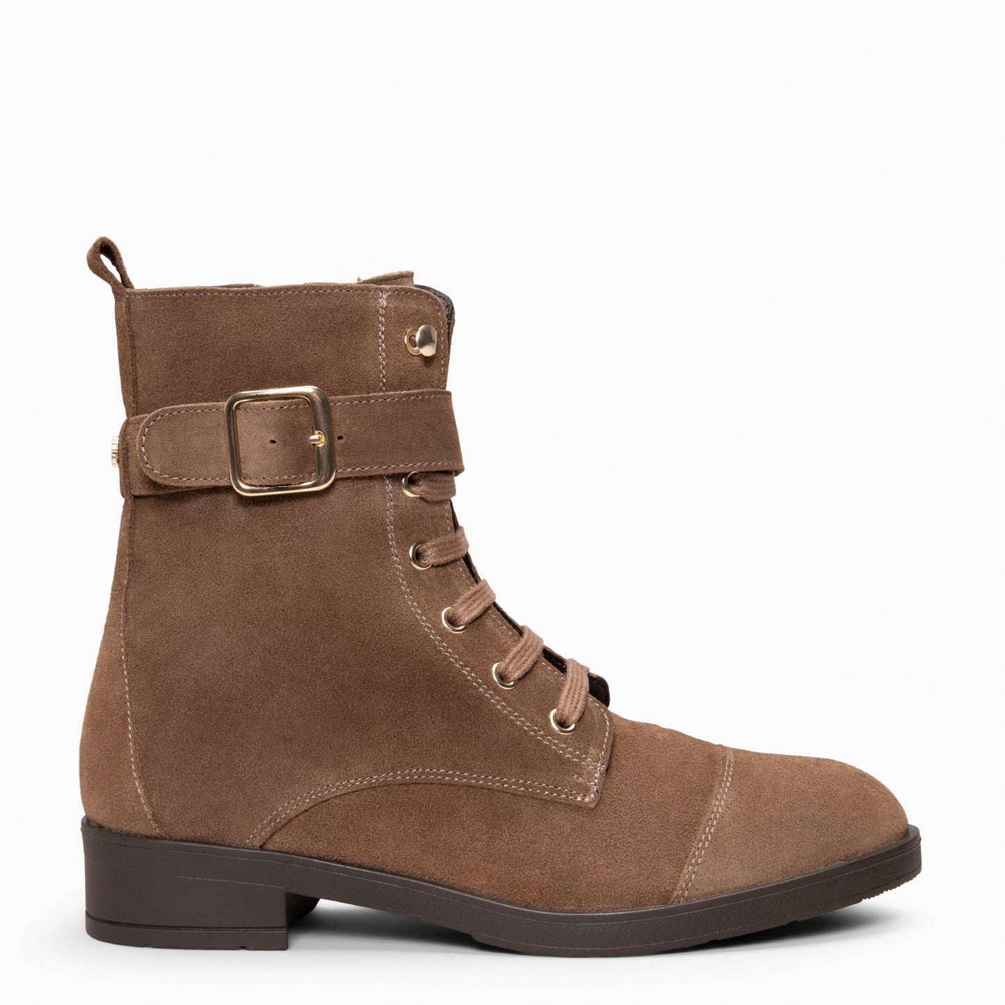 BELFAST – Botines con cordones de piel  TAUPE