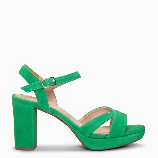 PARIS – Sandalias de fiesta con tacón alto y plataforma VERDE