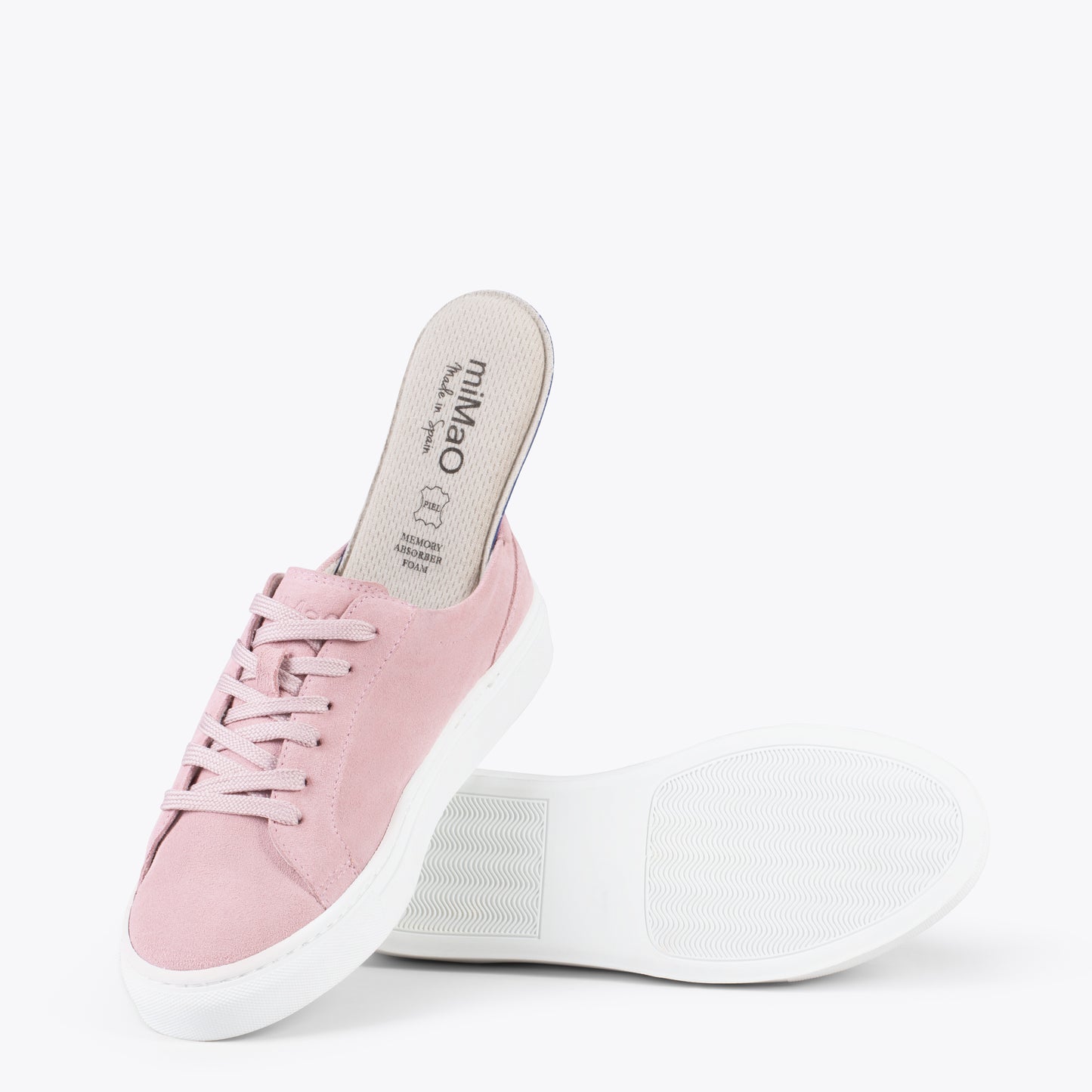 ENJOY – Sneakers de piel de serraje ROSA