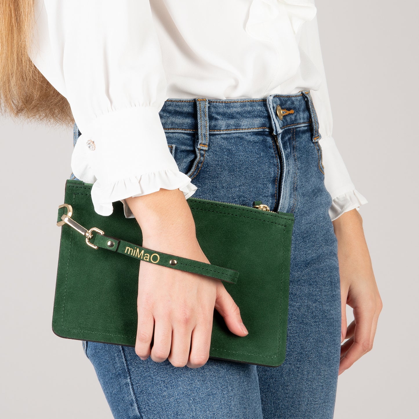 URBAN - Bolsa clutch em couro VERDE 