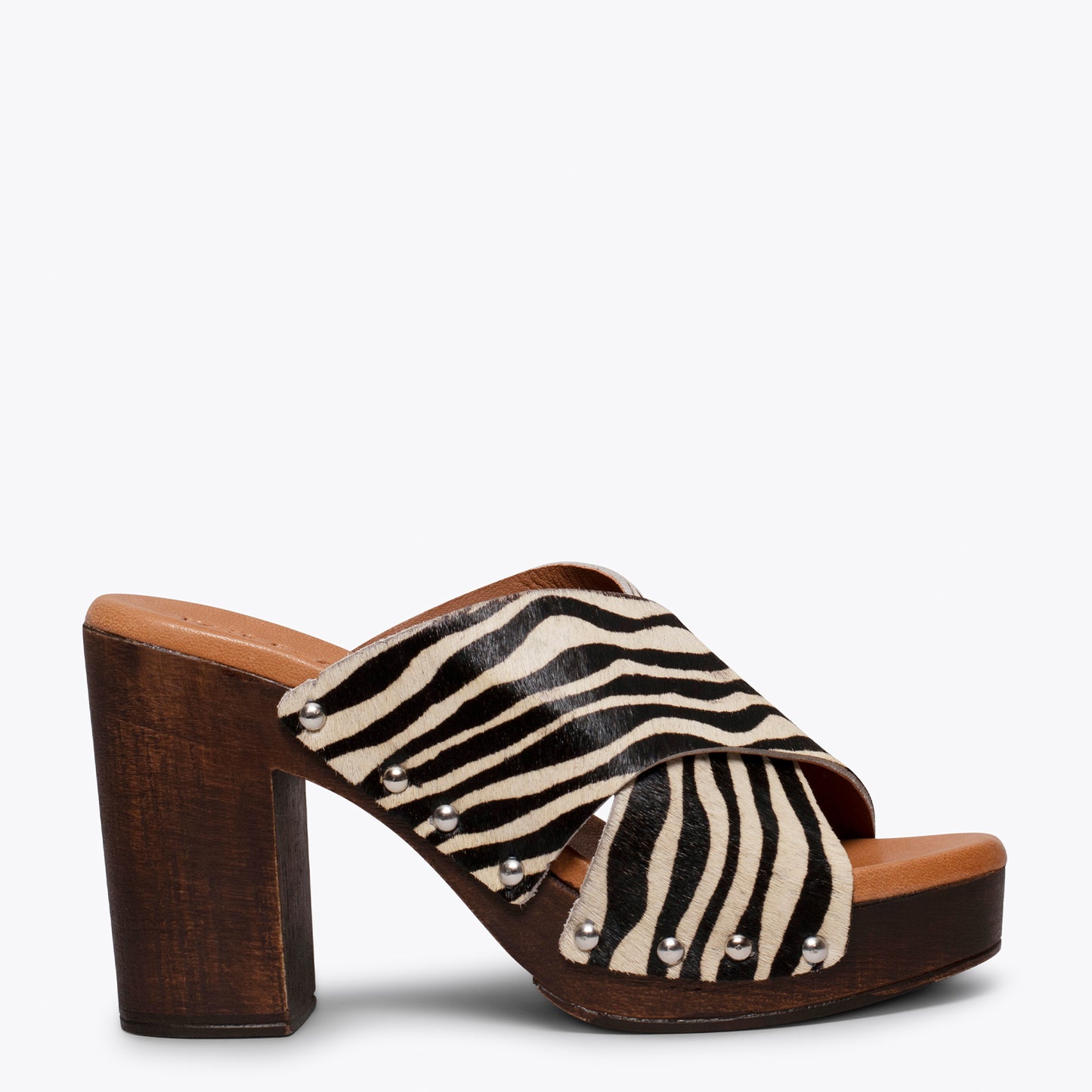 Tamanco feminino com estampa animal ZEBRA MALLORCA 